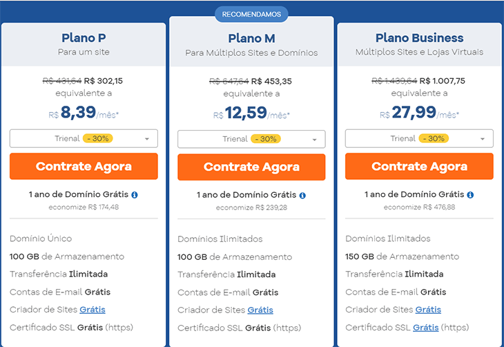Planos de Hospedagem de sites Hostgator